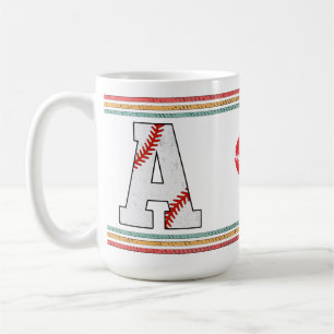 Taza De Café Diseño de letra A de béisbol retro vintage