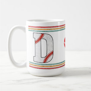 Taza De Café Diseño de letra D de béisbol retro vintage
