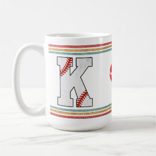 Taza De Café Diseño de letra K de béisbol retro vintage
