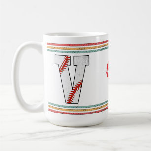 Taza De Café Diseño de letra V de béisbol retro vintage