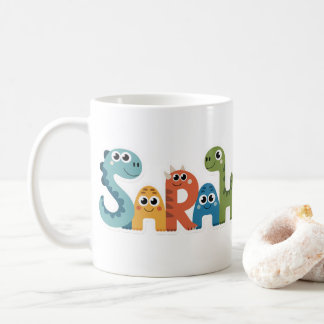 Taza De Café Diseño de Letras Dino Cute Nombre de Dinosaurio Sa