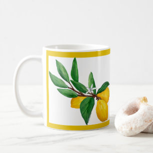 Taza De Café Diseño de línea amarilla de acuarela de hoja de li