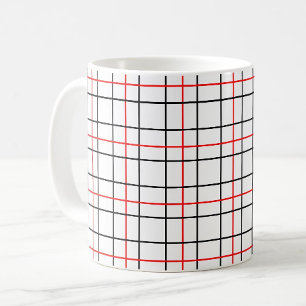 Taza De Café Diseño de líneas de cuadrícula negras rojas