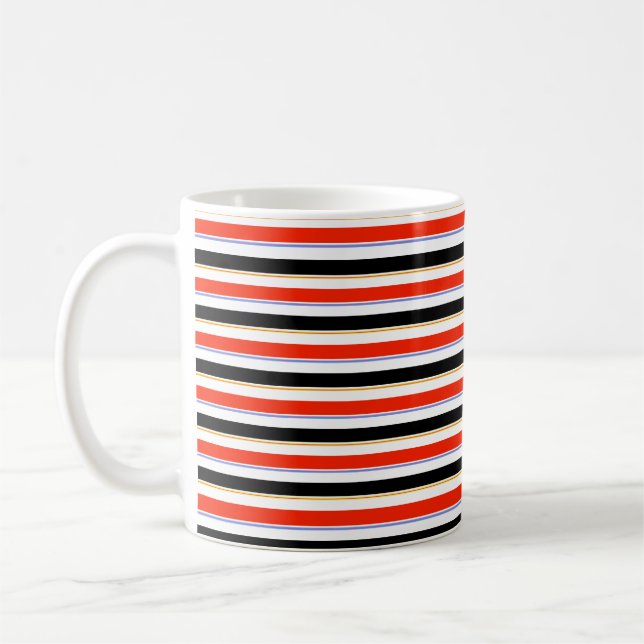 Taza De Café Diseño de líneas de franjas blancas rojas (Izquierda)