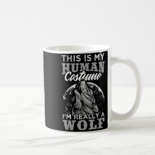 Taza De Café Diseño de lobo divertido Disfraz humano Soy un lob
