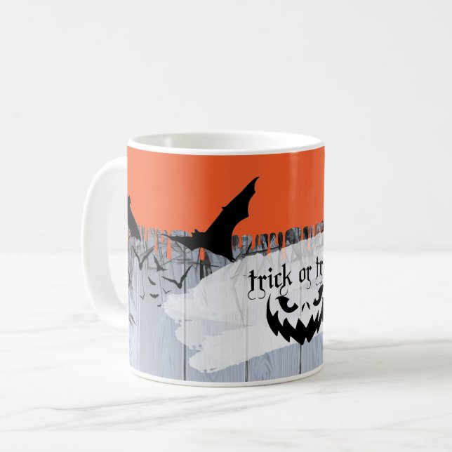 Taza De Café Diseño de Loft de la fiesta de Halloween "Trate o  (Anverso izquierdo)
