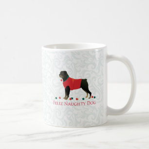 Taza De Café Diseño de los Navidades de perro Rottweiler Feliz 