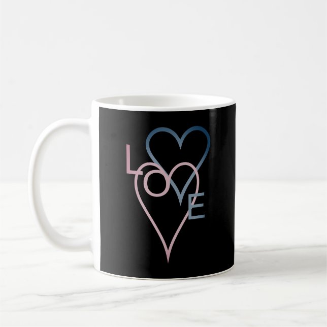 Taza De Café Diseño de Loveheart rosa y azul (Izquierda)