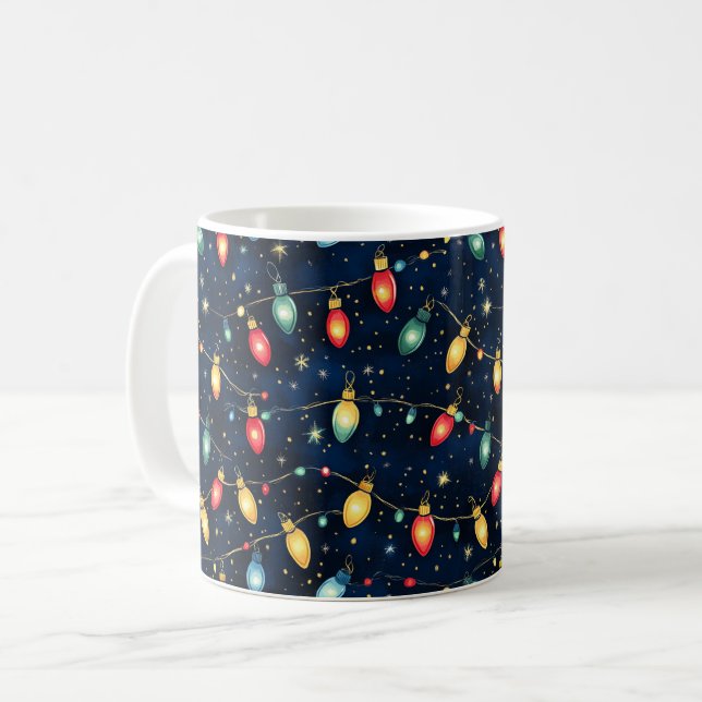 Taza De Café Diseño de luces navidades con brillo de guiño (Anverso izquierdo)