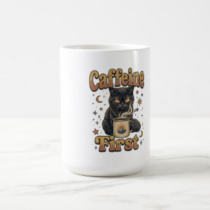 Taza De Café Diseño de mañana de café de gato negro