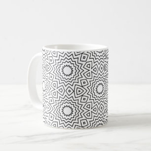 Taza De Café Diseño de mandala abstracto sin costuras en negro