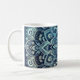 Taza De Café Diseño de Mandala con Gradiente Azul