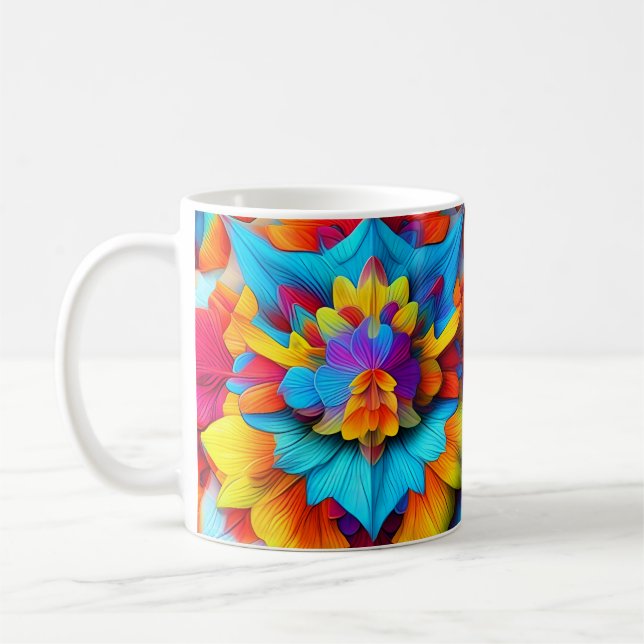 Taza De Café Diseño de Mandala floral colorida (Izquierda)
