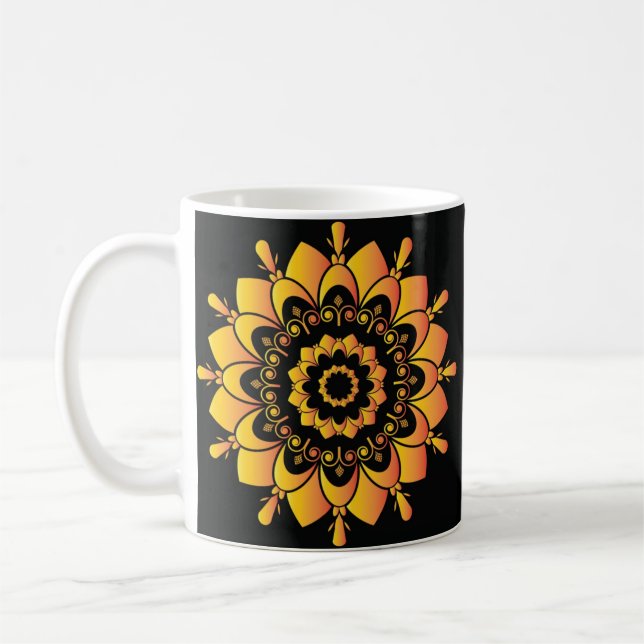 Taza De Café Diseño de Mandala único dorado (Izquierda)