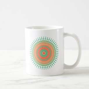 Taza De Café Diseño de Mandala verde, indio naranja
