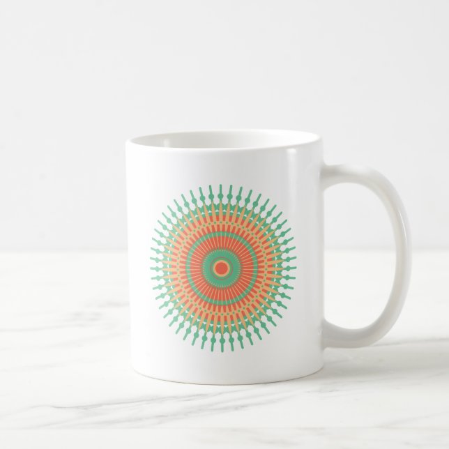 Taza De Café Diseño de Mandala verde, indio naranja (Derecha)