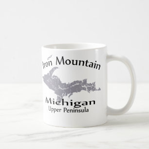 Taza De Café Diseño de mapa de la montaña de hierro en Michig
