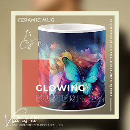 Taza De Café Diseño de mariposa brillante Mugre cerámica