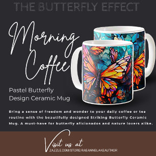 Taza De Café Diseño de mariposa Pastel Mug cerámico