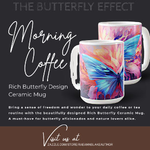 Taza De Café Diseño de mariposa rica cerámica Mug