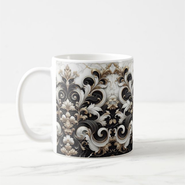 Taza De Café Diseño De Mármol Blanco Y Negro (Izquierda)