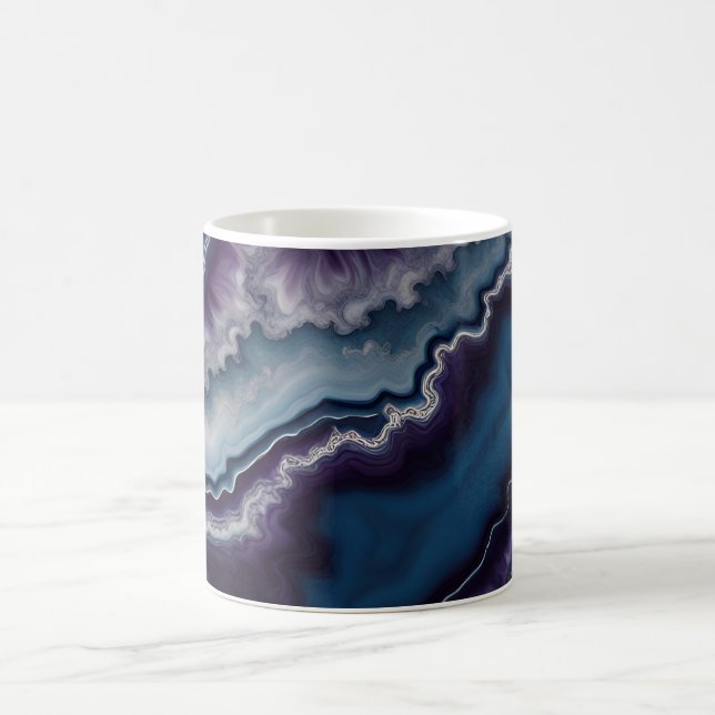 Taza De Café Diseño de mármol morado azul blanco agate (Centro)