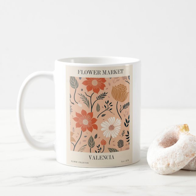 Taza De Café Diseño de mercado de flores de bonito (Con donut)