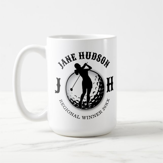 Taza De Café Diseño de monograma de golf femenino elegante (Izquierda)