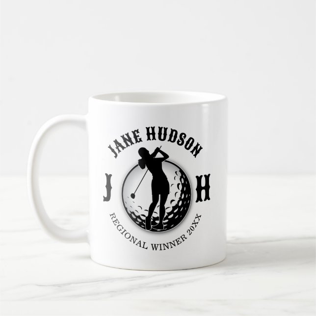 Taza De Café Diseño de monograma de golf femenino elegante (Izquierda)