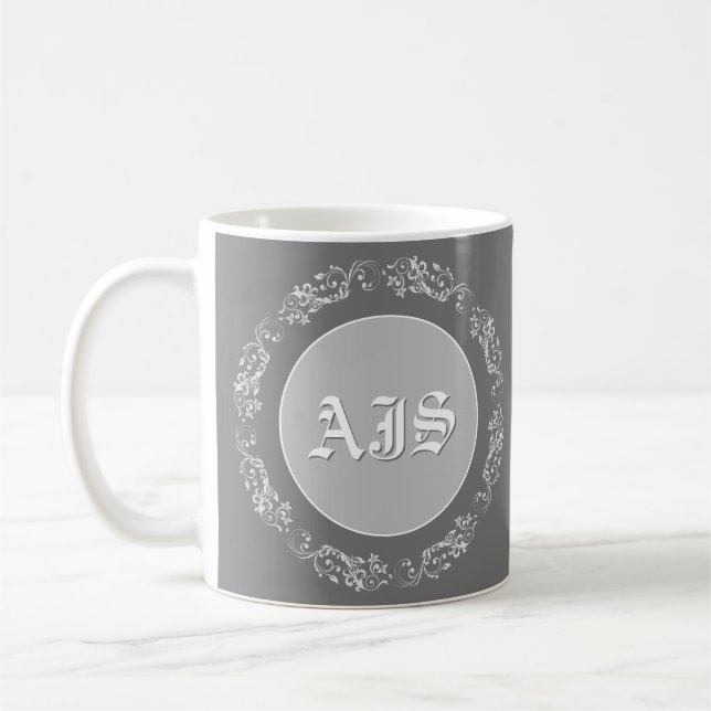 Taza De Café Diseño de monograma personalizado. (Izquierda)