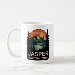 Taza De Café Diseño de montaña vintage del Parque Nacional Jasp