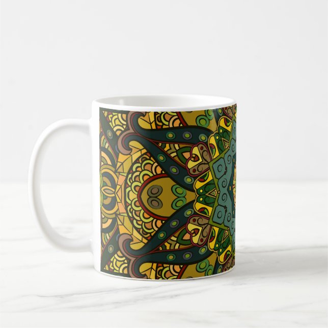 Taza De Café Diseño de mosaico de tracería sin inconvenientes.  (Izquierda)