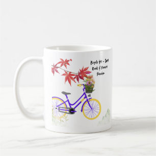 Taza De Café Diseño de Motivación de Bicicleta Floral