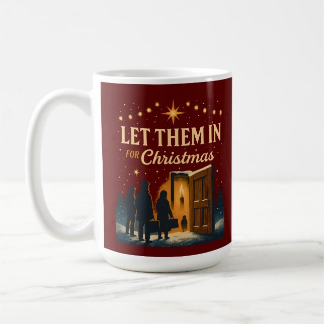 Taza De Café Diseño de Navidad Déjalos Entrar (Izquierda)