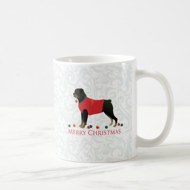 Taza De Café Diseño de Navidad Rottweiler Merry (Derecha)