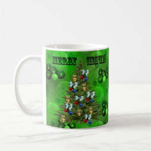 Taza De Café Diseño de Navidades de bolas de césped verde,