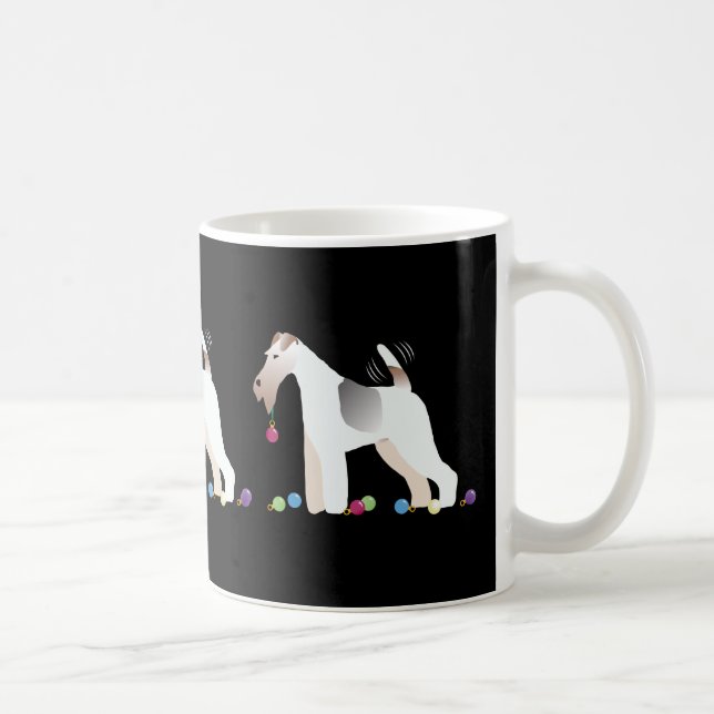 Taza De Café Diseño de Navidades de Silhouette de Fox Terrier (Derecha)