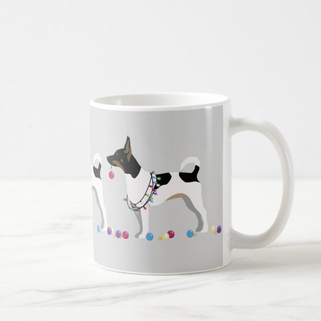 Taza De Café Diseño de Navidades de Silhouette de Rat Terrier (Derecha)