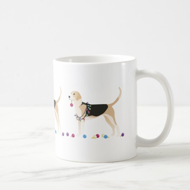 Taza De Café Diseño de Navidades de silueta de foxhound inglese (Derecha)