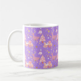 Taza De Café Diseño de Navidades rosa y morado y dorado