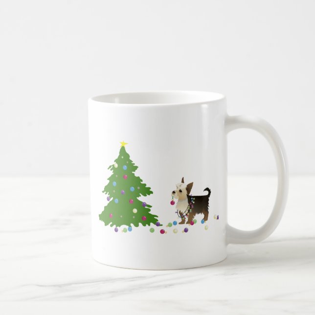 Taza De Café Diseño de Navidades Yorkie (Derecha)