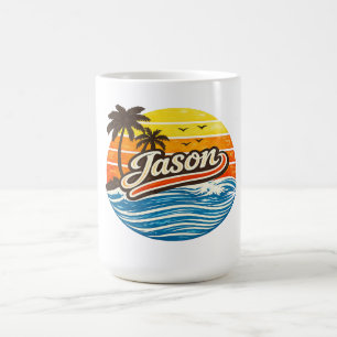 Taza De Café Diseño de nombre Jason Retro Sunset