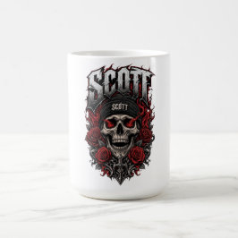 Taza De Café Diseño de nombre personalizado Scott Gothic Skull