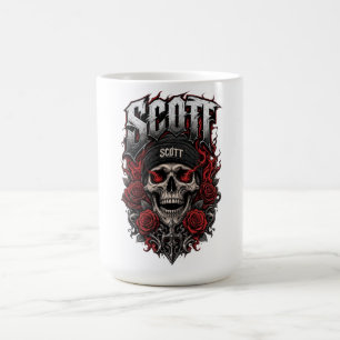 Taza De Café Diseño de nombre personalizado Scott Gothic Skull