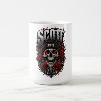 Taza De Café Diseño de nombre personalizado Scott Gothic Skull