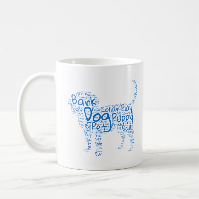 Taza De Café Diseño de nube de palabras de perro (Izquierda)