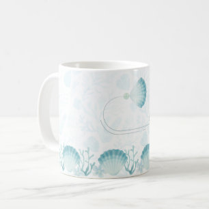 Taza De Café Diseño de Océano Acuarela Perla de Verano