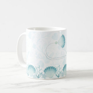 Taza De Café Diseño de Océano Acuarela Perla de Verano