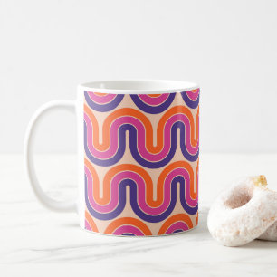 Taza De Café Diseño de onda geométrica retro colorida