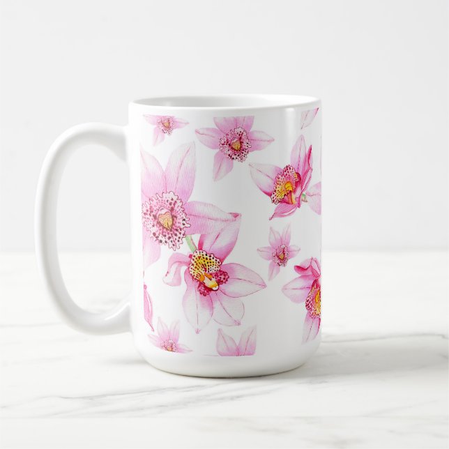 Taza De Café Diseño de orquídeas acuarelas 15 (Izquierda)